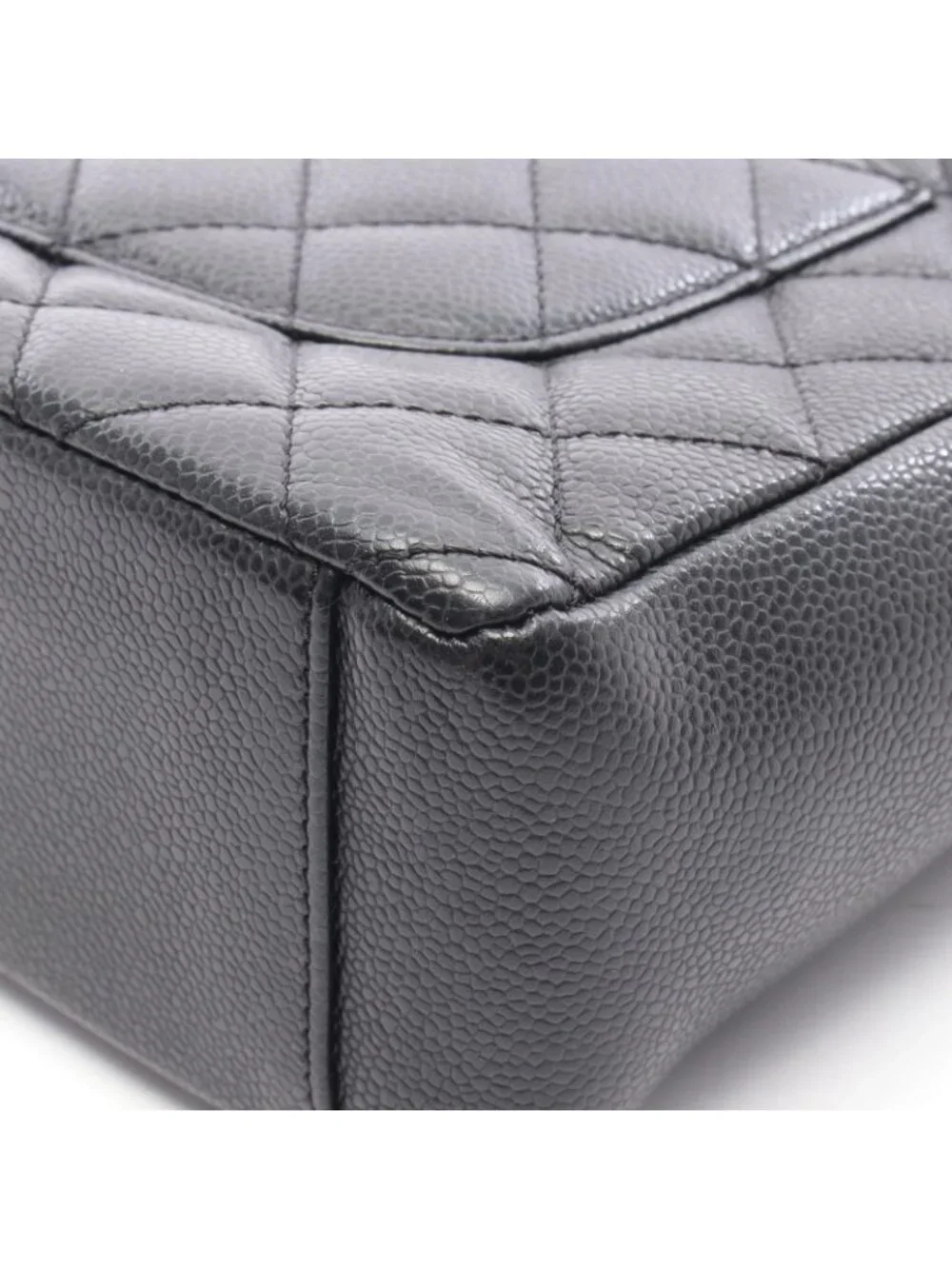 Chanel Tote Quilted Petite Shopping PST Black Caviar Leather Chain - Picture 7 of 9